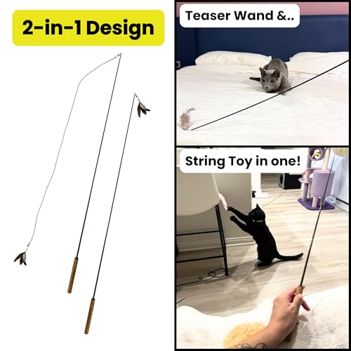 Forever Stick - The Unbreakable Cat Wand Toy, Durable Cat Toy Wand, Extra Long Cat String Toy, Cat Fishing Pol - view 4
