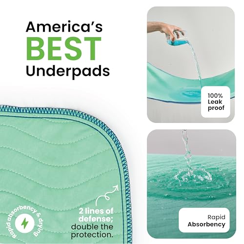 IMPROVIA Washable Underpads, 34" x 36" (Pack of 4) - Heavy Absorbency Reusable Bedwetting Incontinence Pads fo - view 3