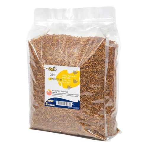 RANZ 2LBS Non-GMO Dried Mealworms for Chickens, High Protein Meal Worms, Premium Chicken Feed, Whole Large Mea - view 2
