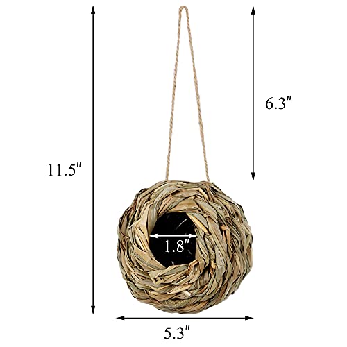 winemana 4 Pack Hanging Bird Nest House for Outside, Ball Shape, Hand Woven, Durable Sturdy, Made of Natural G - view 5