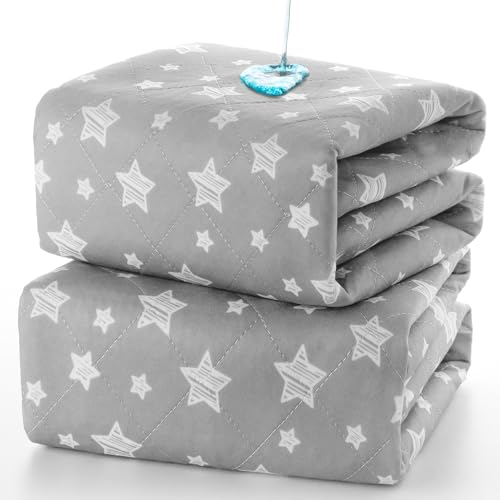 Waterproof Bed Pads Washable 34" x 36" (2 Pack), Absorbent Chuck Pads Non Slip for Incontinence, Washable Pee 