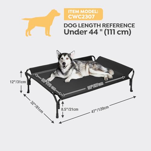 Veehoo Cooling Elevated Dog Bed, Raised Pet Cot with Guardrail & Slope Headrest, Durable & Breathable Teslin M - view 4