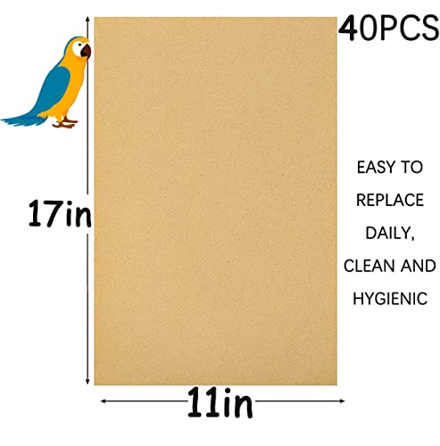 40PCS Gravel Liner Paper for Bird Cage,11x17 In Bird cage Liner Paper-Gravel Paper Special for Bird Cage in Se - view 4