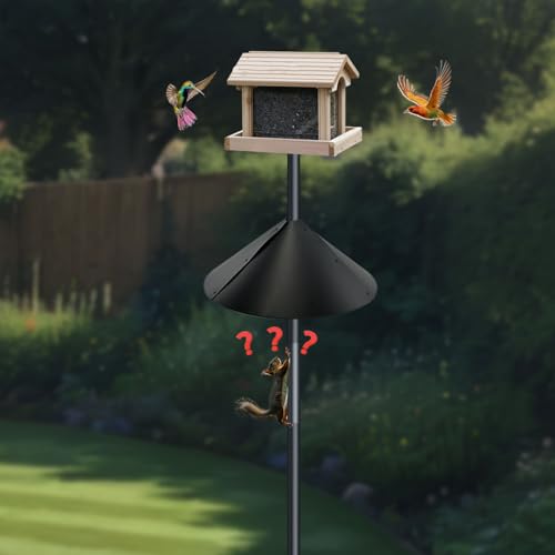 Squirrel baffle for bird feeders pole, squirrel proof cone for outdoors shepherds hook. Squirrels deterrent fo - view 6