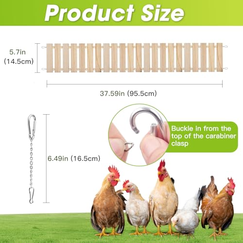 Jorewood Chicken Coop Toy Natural Wooden Chicken Swing & Bridge Toys Multi-Functional Poultry Perch with Woode - view 3