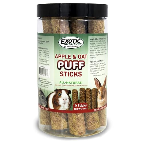 Apple & Oat Puff Sticks (6 oz.) - Healthy Natural High Fiber Chew Treat Made with Oat Hay - Rabbits, Guinea Pi - view 3
