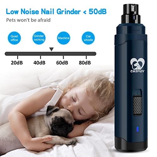 Casfuy Dog Nail Grinder Upgraded - Professional 2-Speed Whisper-Quiet Electric Pet Nail Trimmer Painless Paws  - view 4