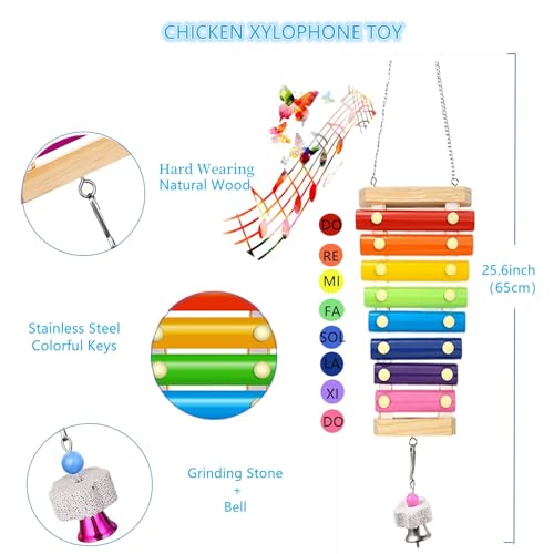 Longer Chain Chicken Toys for Coop Accessories 7PCS, Chicken Swing Ladder Perch roosts, Chicken Xylophone Mirr - view 4