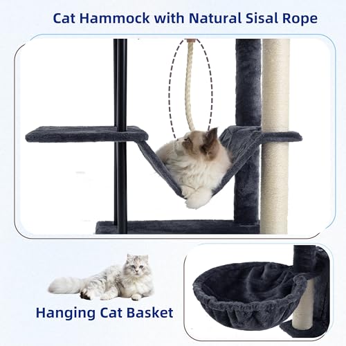Gitelsnour Cat Tree, Cat Tower for Indoor Cats, 43.3 inch Cat Tree Tower with Sturdy Steel Tube, Hammock, Cat  - view 5