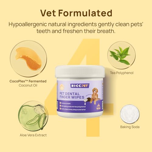 HICC Pet Teeth Cleaning Wipes for Dogs & Cats, Vet-Recommended Remove Bad Breath & Plaque & Tartar Buildup, Do - view 4