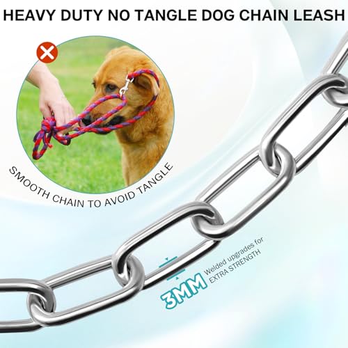 Heavy Duty Dog Chain for Yard-15FT Metal Dog Chain Leash Chew Proof,Long Dog Lead for Outside with Strong Swiv - view 4