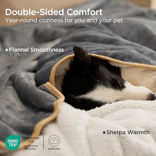 Bedsure Waterproof Blanket for Bed - Sherpa Fleece Waterproof Dog Blankets for Large Dogs, Pet Blankets for Be - view 4