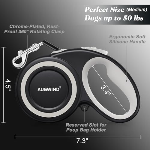 Retractable Dog Leash with Stainless Steel Anti-Chew Cable for Small & Medium Dogs up to 50 lbs | 16 ft Strong - view 6