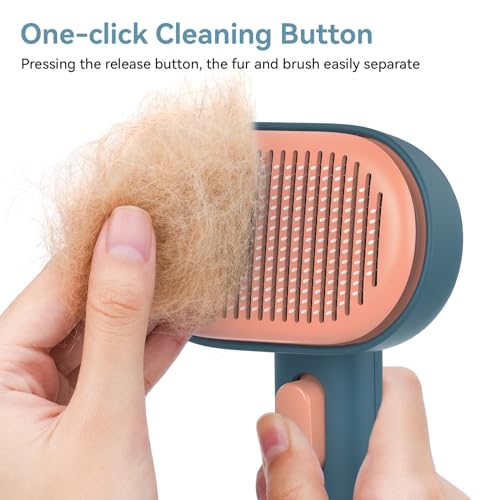Aumuca Skin Friendly Self-Cleaning Slicker Brush for Dogs & Cats, Gentle Pet Grooming Tool for Shedding & Desh - view 5