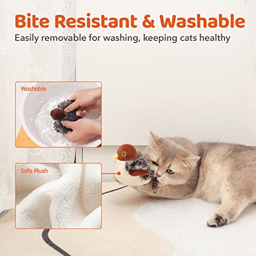 Potaroma Cat Toys Rechargeable Flapping Bird Sparrow, Lifelike Chirp Tweet, Touch Activated Kitten Toy Interac - view 5