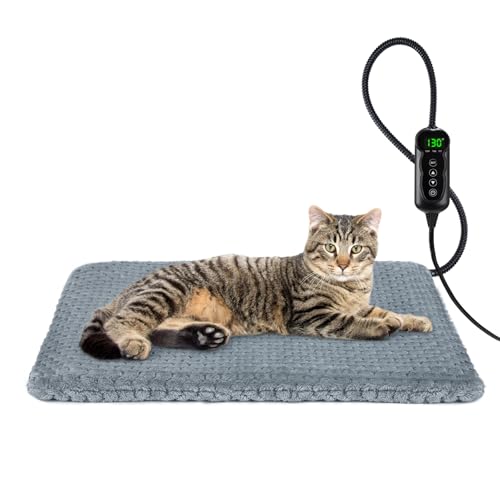 INVENHO Heated Cat Bed, Waterproof Adjustable Temperature Dog Cat Heating Pad with Timer, Indoor Pet Heating P - view 2