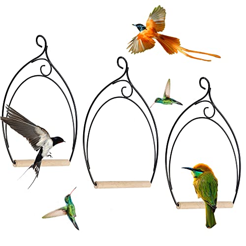 winemana Set of 3 Hummingbird Swings, Rust Resistant Metal Frame, Wooden Dowel, Attach to Bird Feeders, Perfec - view 2