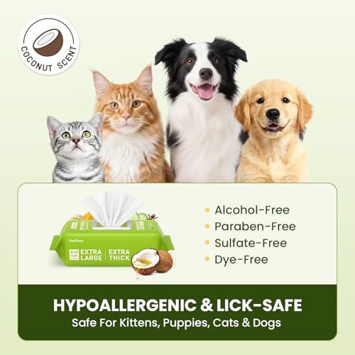 Hypoallergenic Pet Wipes for Dogs & Cats – Quick Clean & Deodorize Paws, Butt, Eyes, Ears, Face & Fur | Daily  - view 4