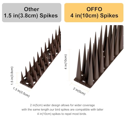OFFO Bird Spikes Pigeon Outdoor Spikes for Cat Keep Birds Raccoon Woodpecker Away Covers 8 Feet(2.44m), Brown - view 3