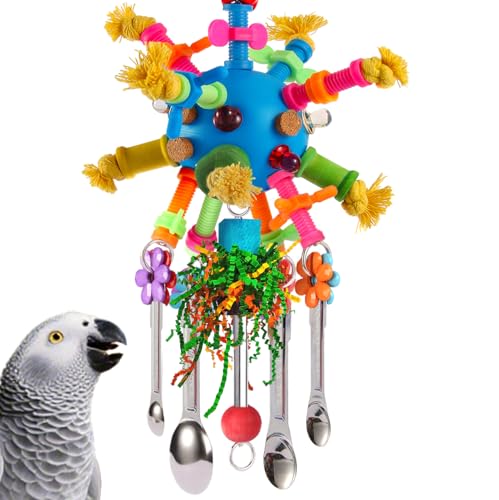 Parrot Toys Bird Toys Perch Pullable Stainless Steel Spoons Colorful Acrylic Stick Chew Toys for s Mini Macaws - view 2