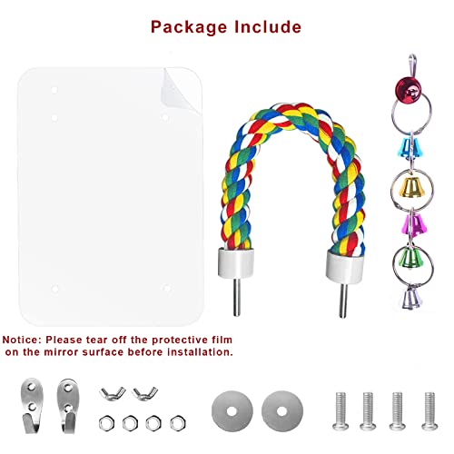 7" Bird Mirror with Rope Perch Bird Toys Swing, Comfy Perch for Greys s Parakeet Cockatiel Conure Lovebirds Fi - view 4