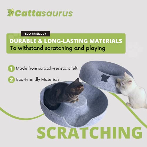 Cattasaurus Peekaboo Cat Cave Donut for Multiple & Large Cats up to 30-45 lbs, 3-in-1 Self Warming Cat Bed, Tu - view 3