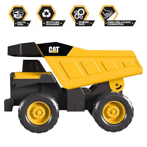 Cat Construction Toys, Real Steel Dump Truck – 12” Heavy Duty Steel Construction Toy with Realistic Working Du - view 3