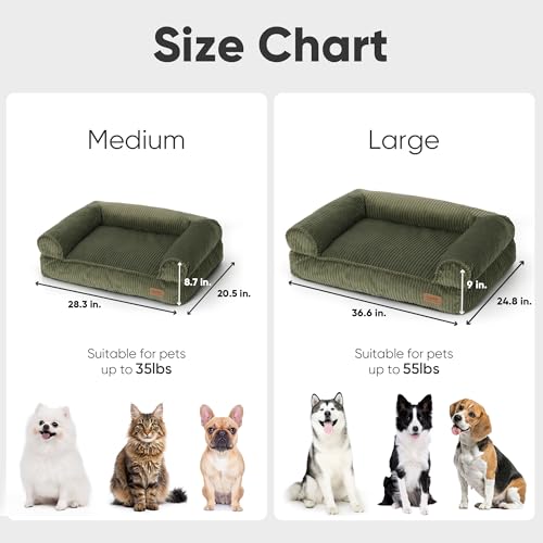 FUKUMARU Dog Couch Bed, Corduroy Cozy Cat Bed for Indoor Cats with Washable Cover, 28in Waterproof Orthopedic  - view 6