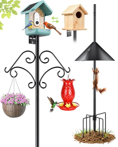 92 Inch Squirrel Proof Bird Feeder Pole with Baffle, 7-Prong Base Heavy Duty Bird House Pole with Shepherd Hoo - view 2