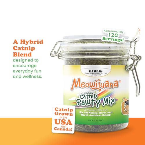 Meowijuana Catnibas Catnip Pawty Mix Jar | Premium Cat Nip for Cats with Silvervine, Passion Flower, Chamomile - view 4