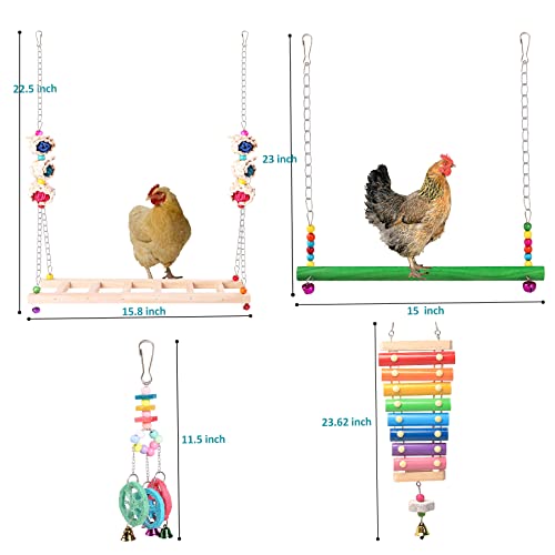 Chicken Toys for Coop 12PCS Set, KAKUNM Chicken Enrichment Toys，Including Xylophone, Swing Set, Mirror Toy, Fl - view 4