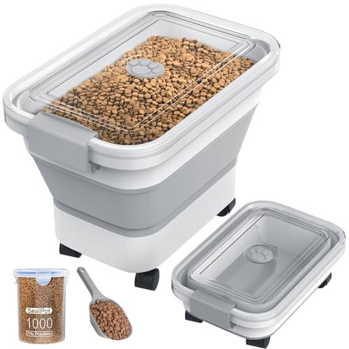 20-23 Lbs Dog Food Storage Container, Collapsible Dog Food Container with Transparent Airtight Lid,Multifuncti - view 2