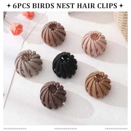 6Pcs Bird Nest Magic Hair Clips Hair Nest for Bun Strong Ponytail Holders Hair Accessories for Women Girls (Ne - view 7