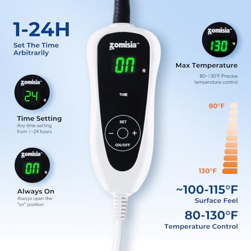 Cat Heating Pad - 11 Adjustable Temperature and 25 Timer Options, Heated Cat Bed Indoor with Chew-Resistant Co - view 3