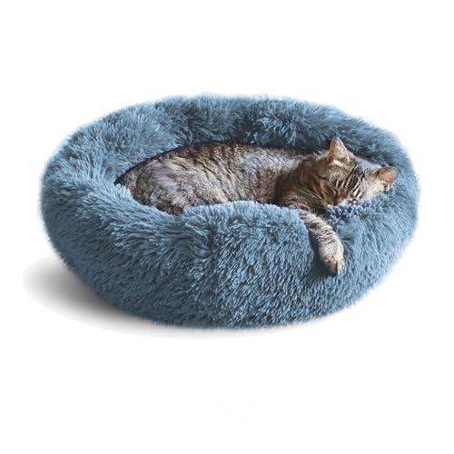 Whiskers & Friends Cat Bed, Cat Beds for Indoor Cats Washable, Orthopedic Soft Fluffy Round Calming Pet Bed fo - view 2