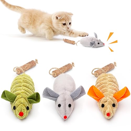 Potaroma Cat Toys: 3pcs Squeak Mice Interactive Catnip Silvervine Animals for Indoor Kittens - Dental Matatabi - view 2