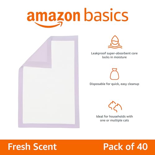 Basics Cat Litter Pee Pads, Odor Control with Fresh Scent, Super Absorbent, Disposable, Universal Fit Litter B - view 3