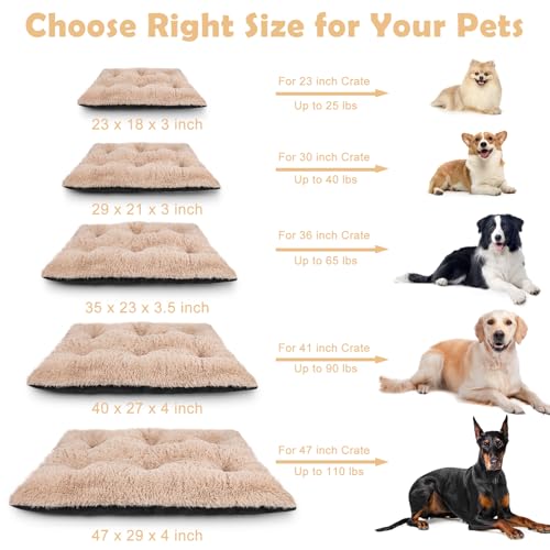 JOEJOY Large Dog Bed Crate Pad, Deluxe Plush Washable Dog Beds Fulffy Soft Kennel Pad Anti-Slip Pet Sleeping M - view 5