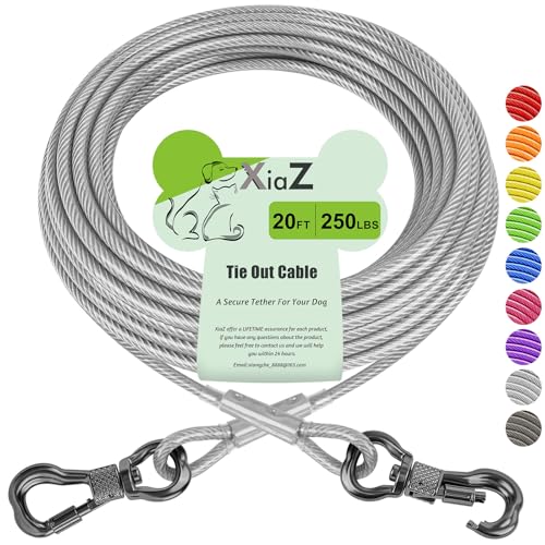 XiaZ Dog Tie Out Cable, Heavy Duty Dog Chains for Outside with Lockable Hook, Pet Runner Cable Leads for Yard, - view 2