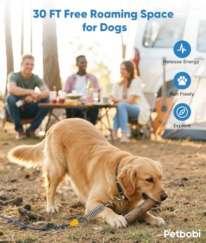 Petbobi Dog Tie-Out Cable 30ft -Heavy Duty Dog Lead Up to 120 lbs, Outdoor Leash Metal Cable with Shock Spring - view 6