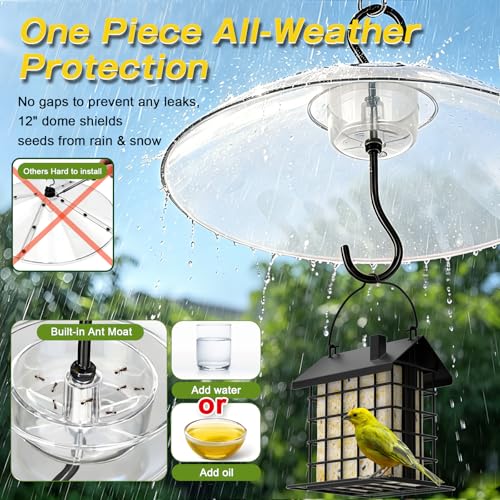 Gtongoko Baffles for Bird Feeders, 12 Inch One-Piece Cover for Rain Guard, Bird Feeder Squirrel Guard, Full Pr - view 4