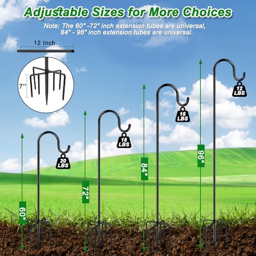 ANIDEER 72" Shepherds Hooks for Outdoor, Heavy Duty Garden Bird Feeder Pole for Hanging Bird Feeder, Plant Bas - view 5