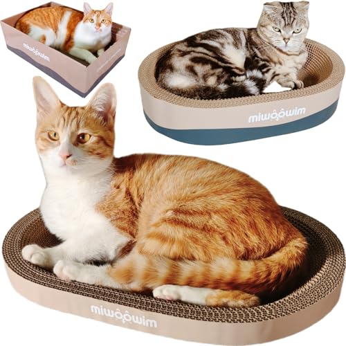 3PSC Cat Scratcher Cardboard, Oval Cat Scratch Pad Bowl Nest for Indoor Cats, Round Cat Scratching Board Corru - view 3