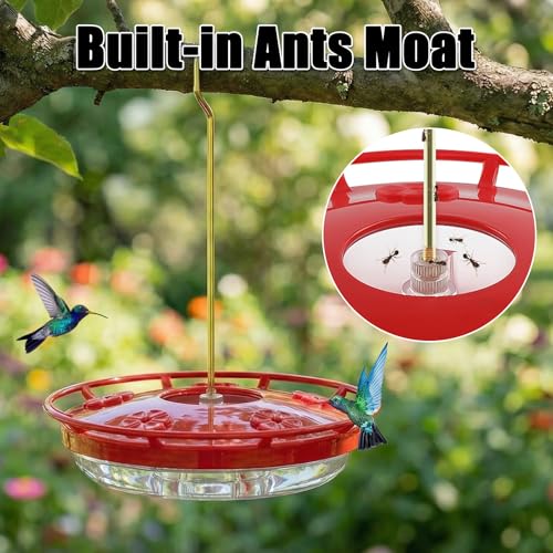 FEED GARDEN Hummingbird Feeders for Outdoors, 2 Pack 16oz Leak-Proof Dish-Style Nectar Feeder Built-in Ant Moa - view 5