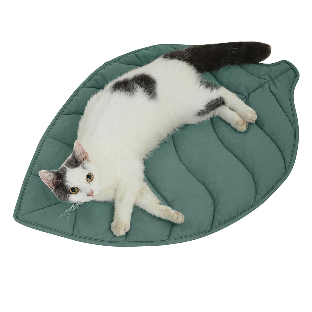 30 X 20 Inch Leaf Shaped Cotton Cat Bed Pad, Warming Cat Mat, Pet Warming Pad for Cats, Warmer Mat for Feral a