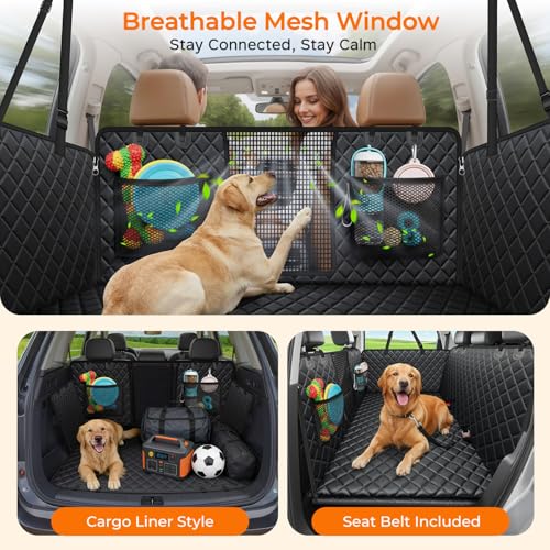 URPOWER Back Seat Extender for Dogs - Large Hard Bottom Dog Car Seat Cover Holds 550lbs, Waterproof Comfortabl - view 4