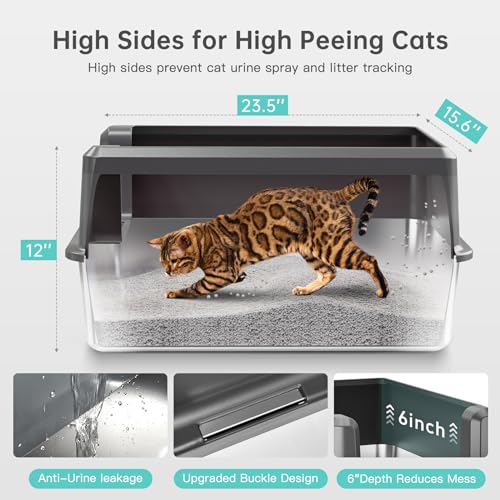 WoofiGo Enclosed Stainless Steel Cat Litter Box with Lid, XL Extra Large Litter Box for Big Cats, Metal Litter - view 5