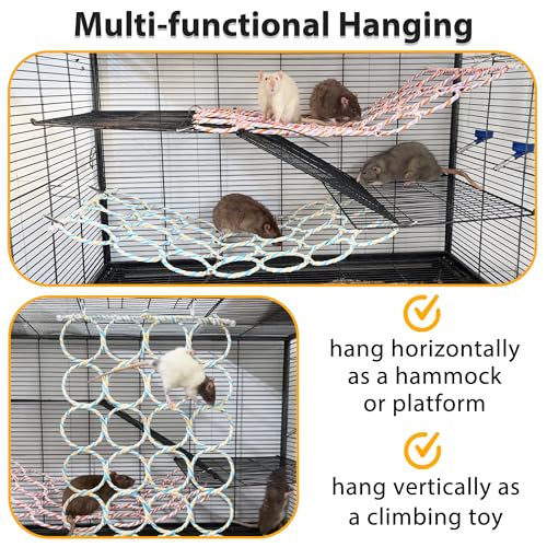 1Pcs Rat Climbing Rope Net Toy for Cage, Bird Hemp Rope Perch Swing, Ladder Rope Bridge Hanging Hammock, Small - view 4
