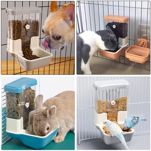 Hanging Automatic Food Dispenser, 27oz Large Capacity Hanging Pet Cage Feeder for Rabbit Bird Chinchilla Hedge - view 6
