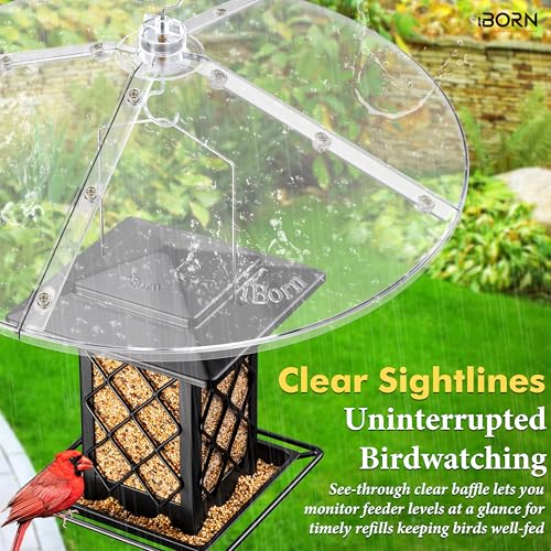 iBorn Baffles for Bird Feeders, 19.5” Oversized Bird Feeder Cover for Rain Guard, Birds Feeders Squirrel Guard - view 7